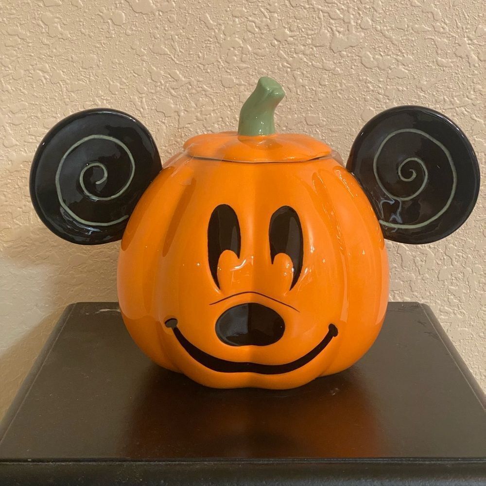 Mickey Mouse Pumpkin Cookie Jar Halloween NWT
